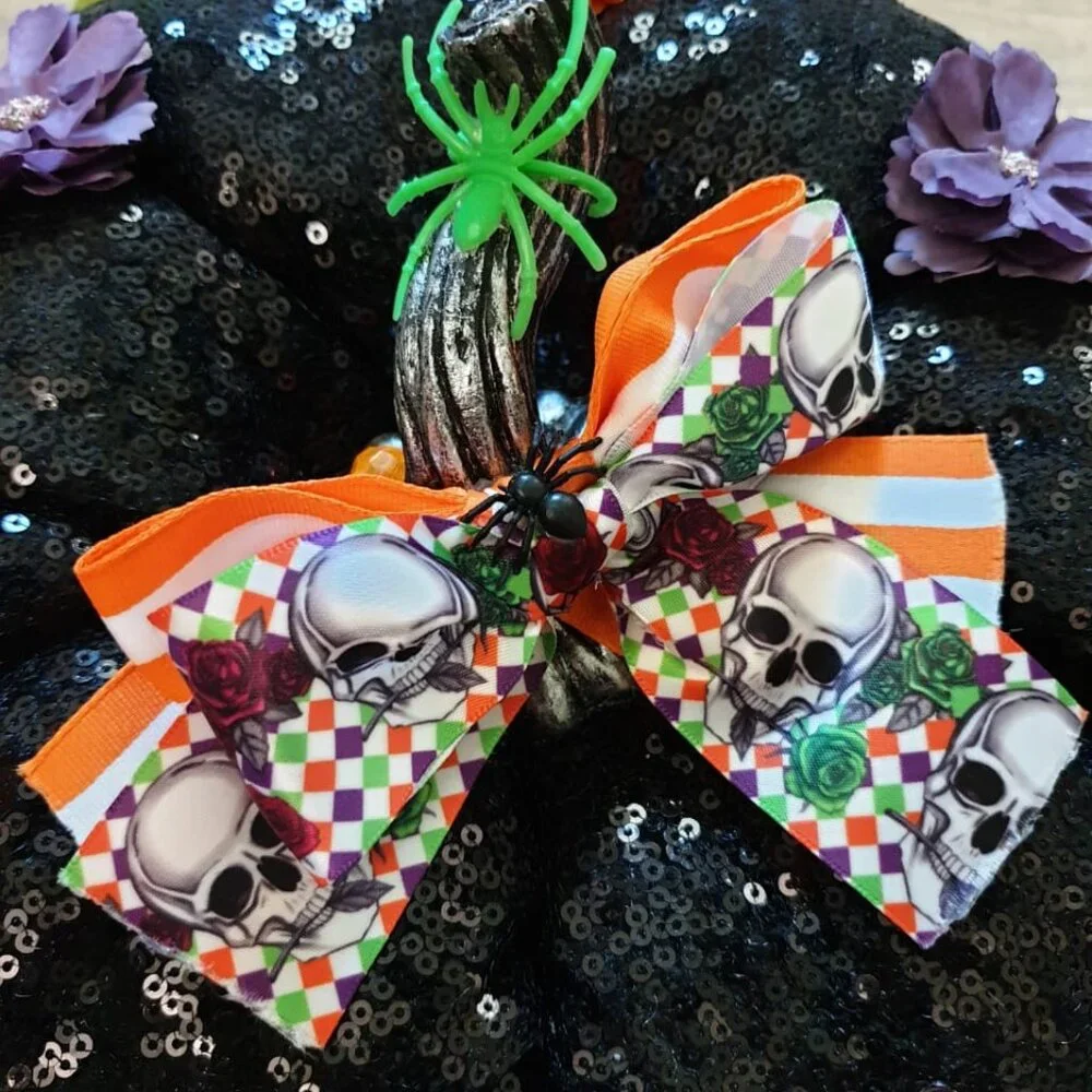 Halloween Pumpkin Black Sequin Colorful Pumpkin Center Piece Spooky Decor Gift